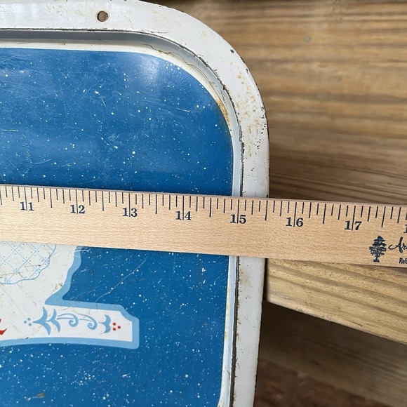 Vintage Blue Granite Duck Goose Welcome Tin Trays Cottagecore Set Of 2 - Picture 3 of 7